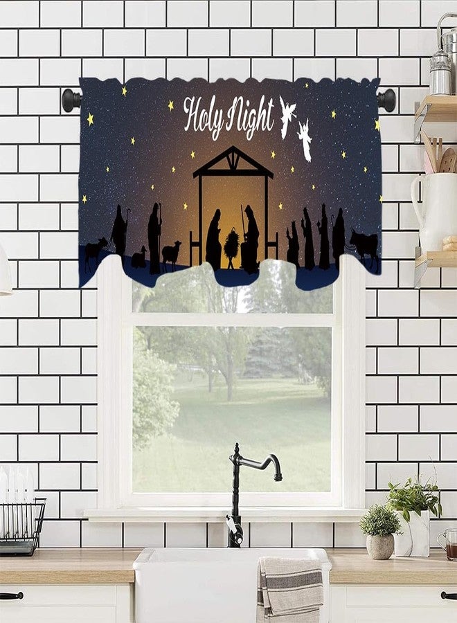 DOTOOMA 54x18 Inches Christmas Holy Night Manger Nativity Window Treatment Valance Dawn Desert Shabby Manger Maris Camel Team Bible Story Kitchen Dining Room Polyester Fabric Decor Supplies - Image 5